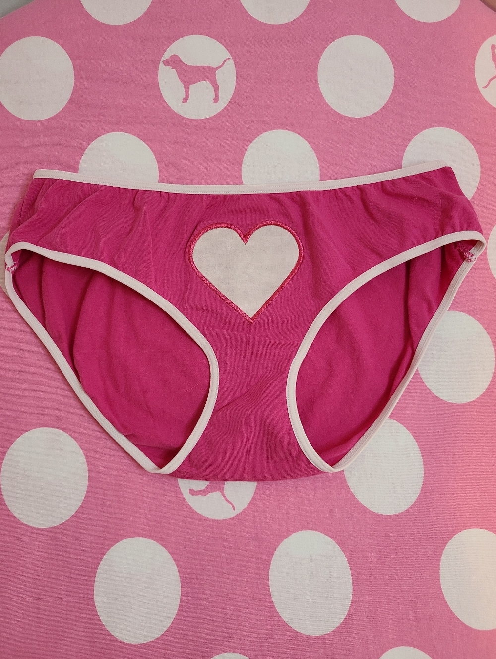 VTG Victoria's Secret Soft Cotton Colorblock Heart Bikini Panty Size Lg